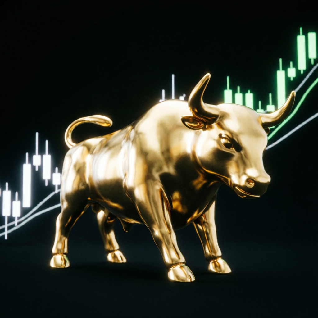 Golden bull statue representing successful Apex Trader Funding funded account trading