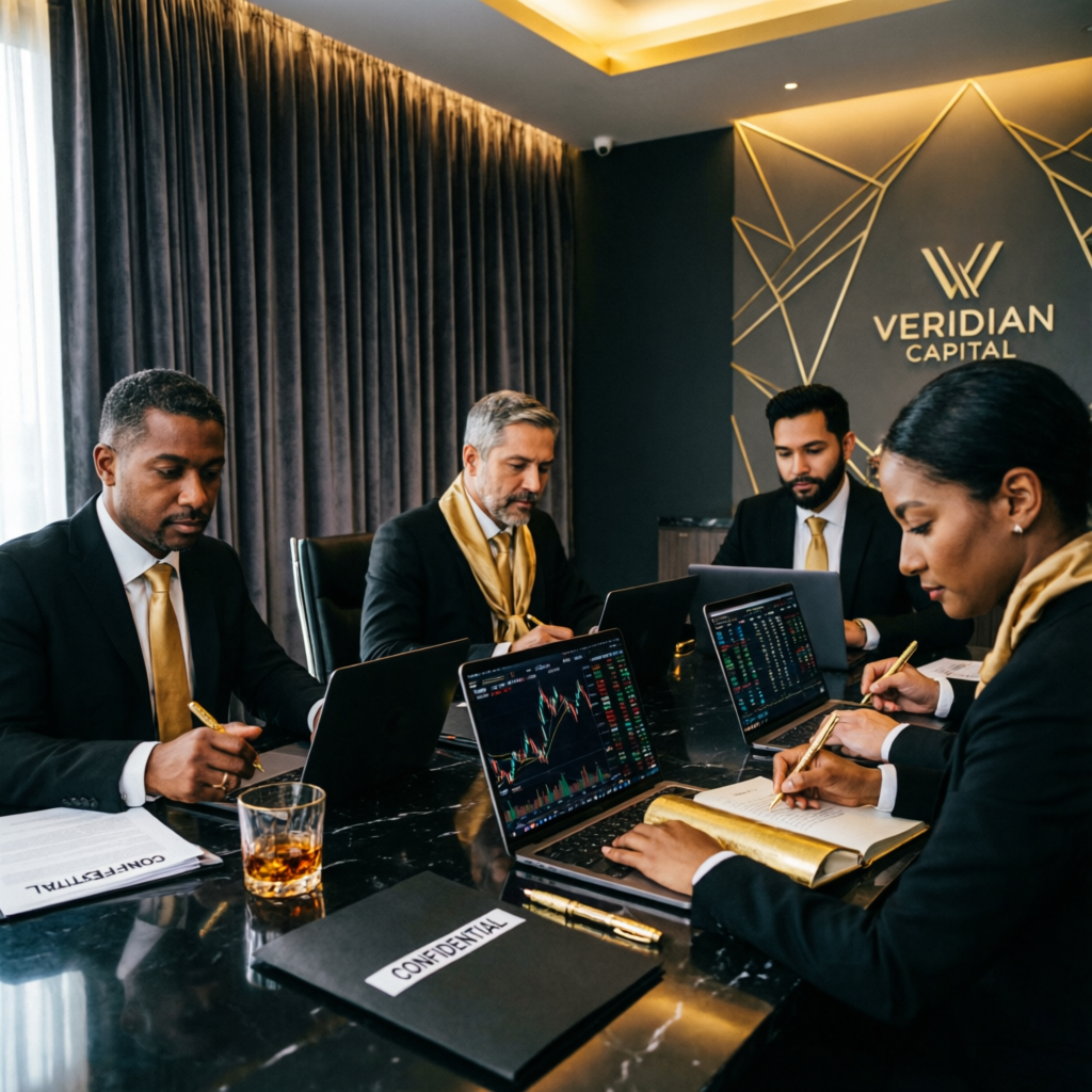 Professional team of financial analysts at All Prop Funding reviewing trading strategies