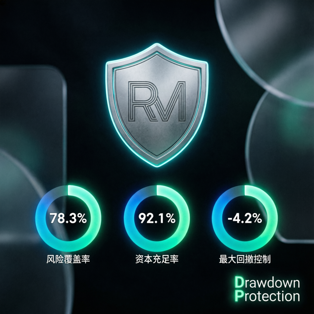 Risk management visualization with drawdown protection metrics