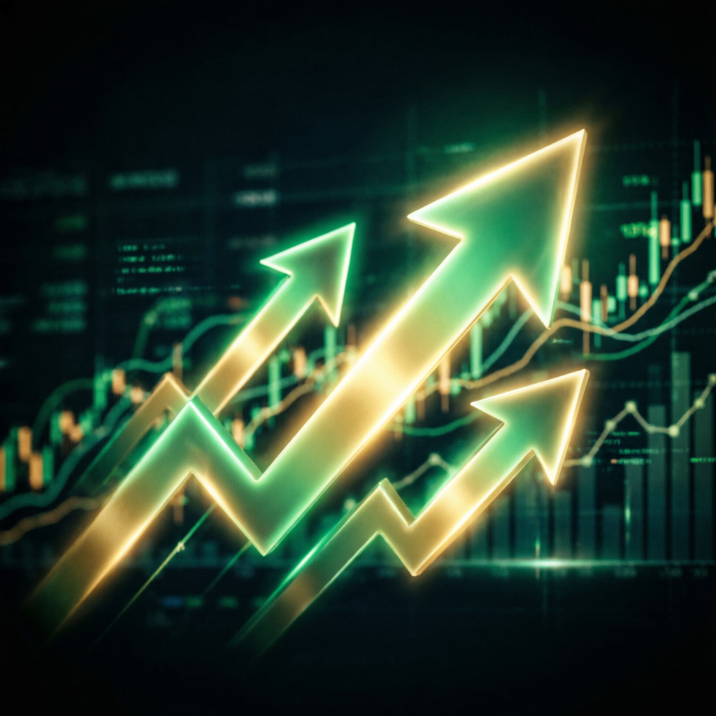 Financial growth arrows showing profit increase