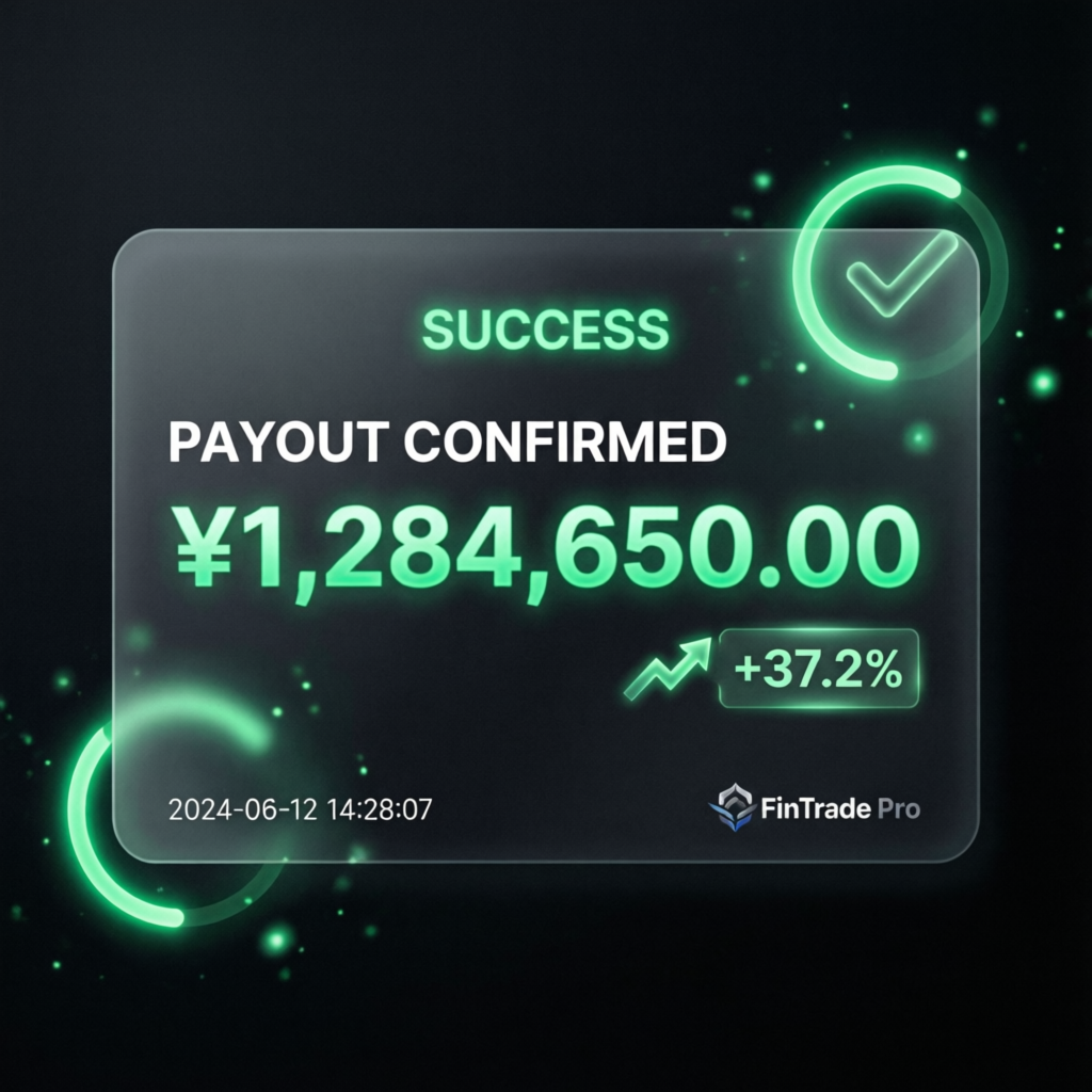Successful trading payout confirmation showing profit notification