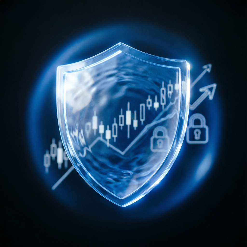 Risk management shield protecting trading capital