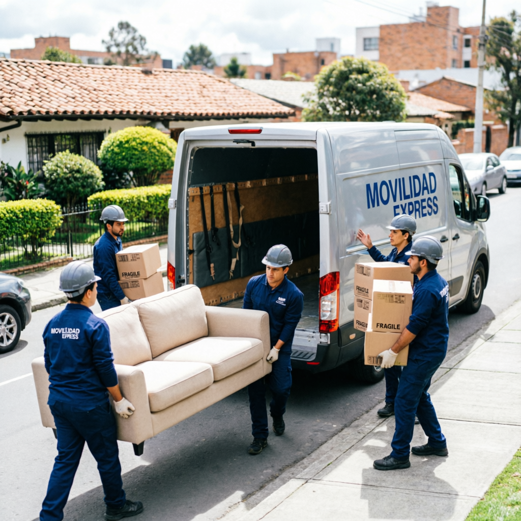 Trasteos Baratos Bogotá - Empresa de mudanzas profesional cargando muebles en camión en Bogotá