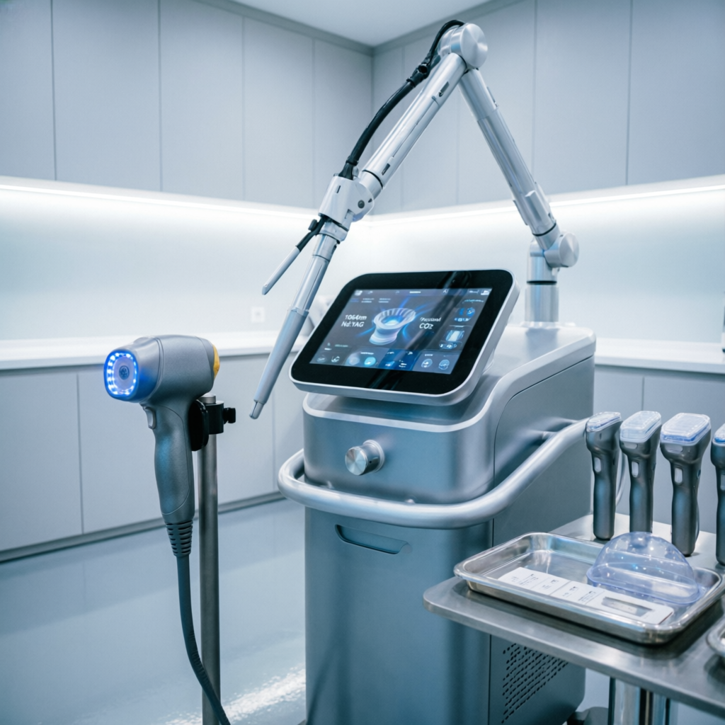 State-of-the-art laser equipment used for skin and hair treatments at Tricho Derma Bangalore clinic