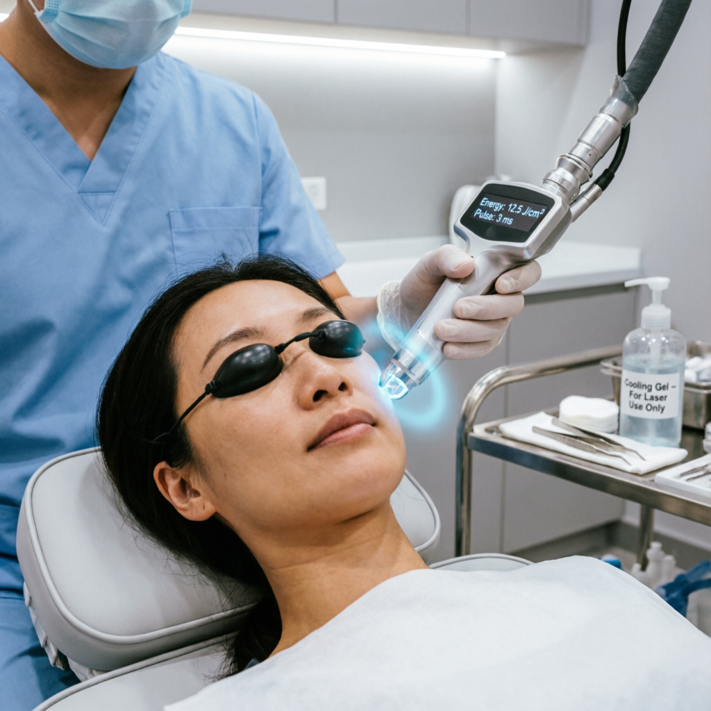 Advanced laser treatment session for skin rejuvenation at Tricho Derma Bangalore clinic