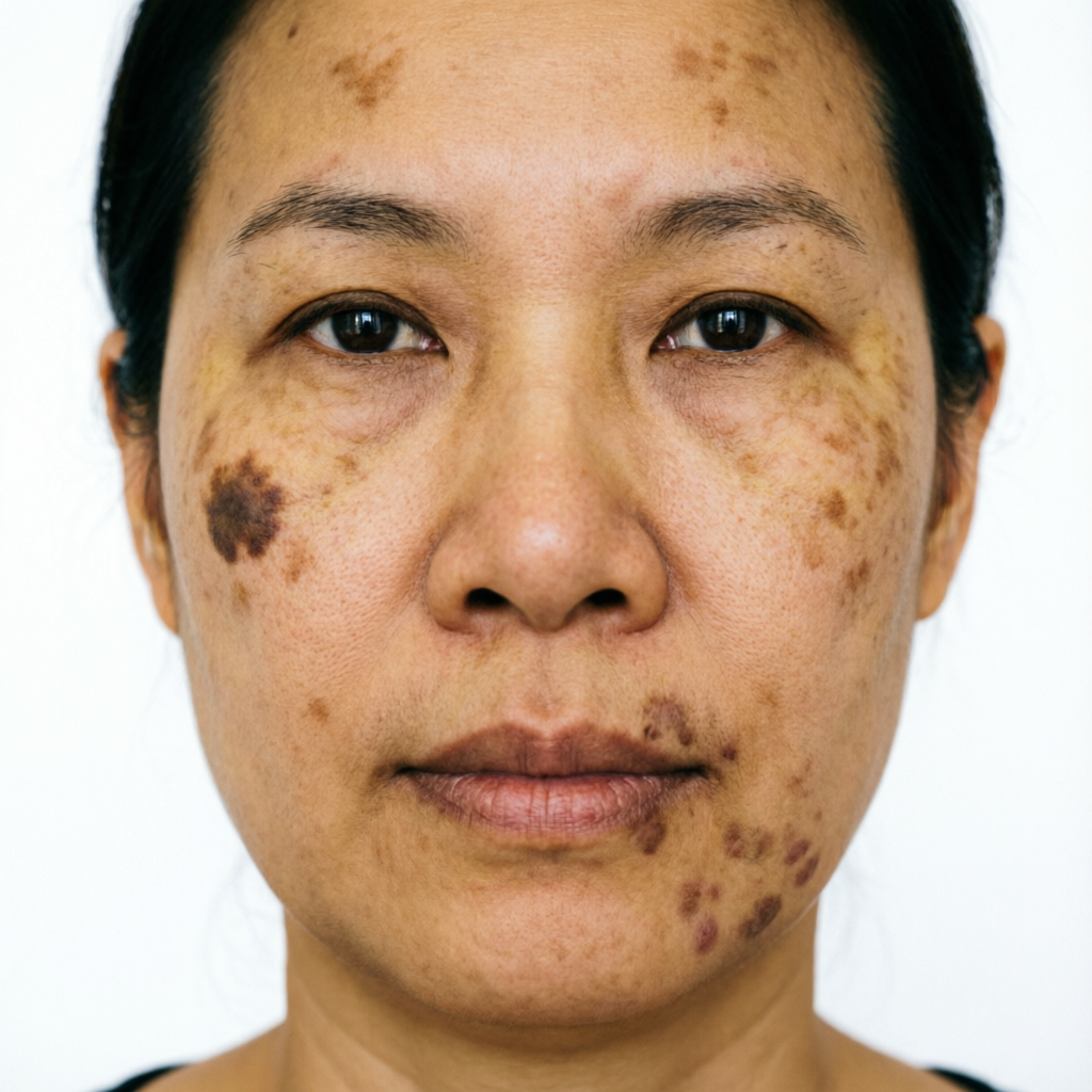 Before skin treatment showing pigmentation issues at Tricho Derma Bangalore
