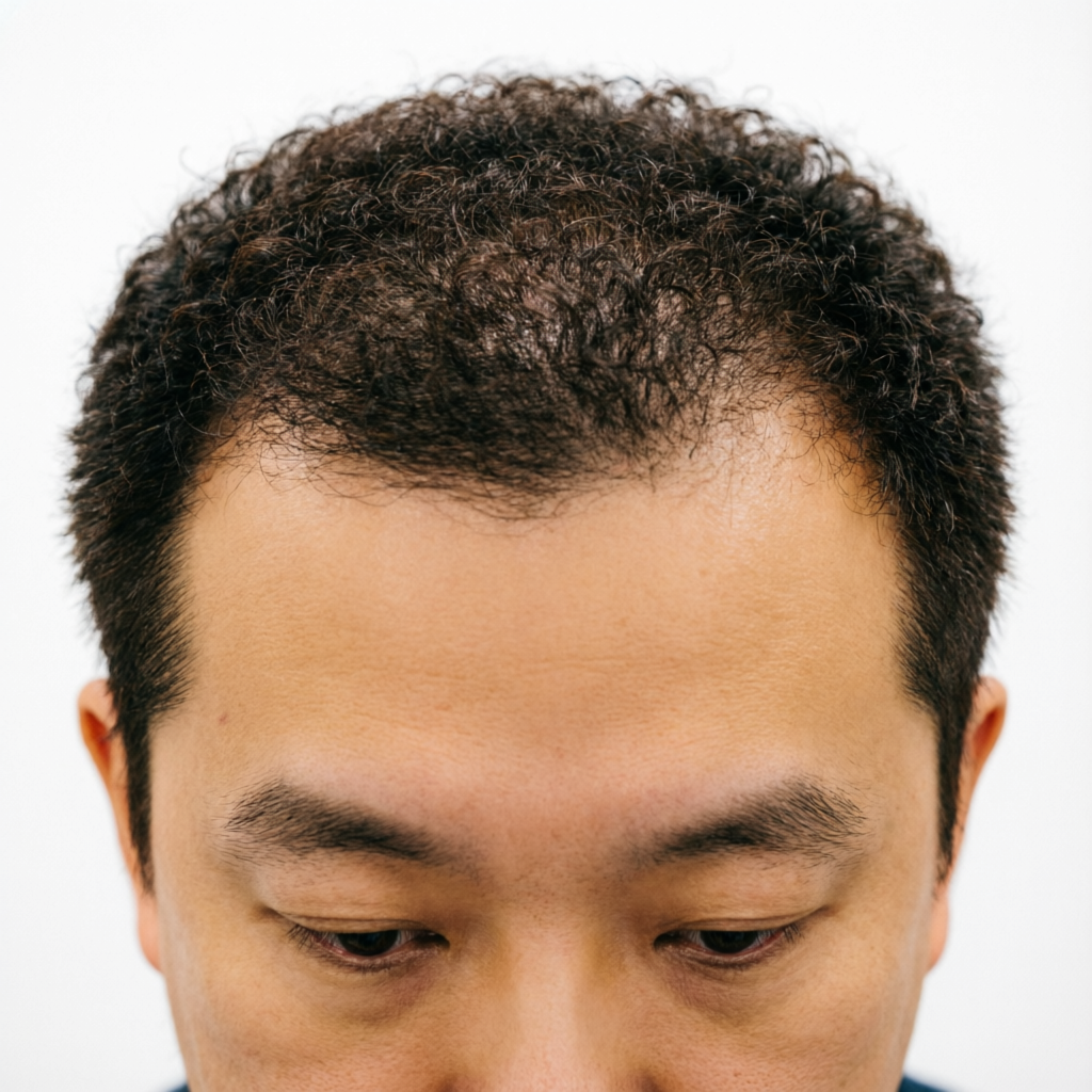 After hair transplant showing dense natural hair growth at Tricho Derma Bangalore