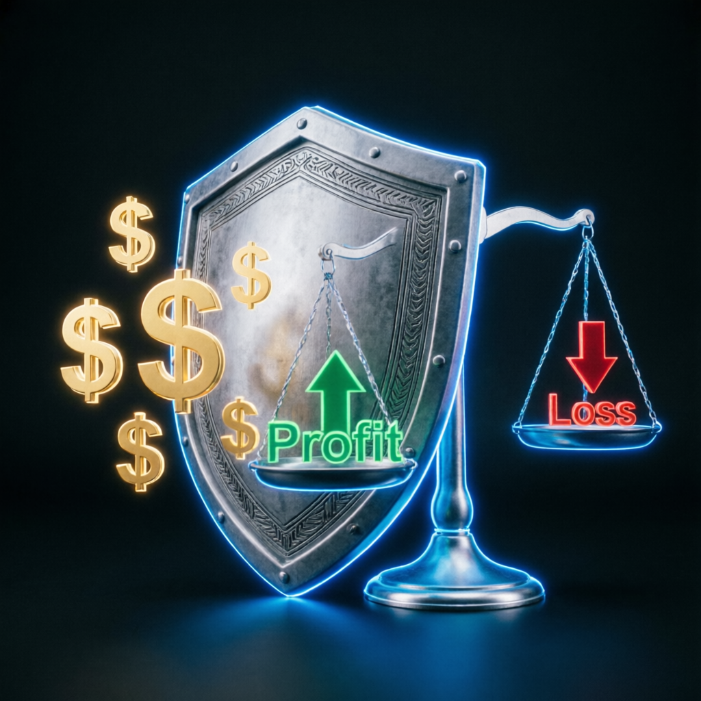 Risk management visualization showing profit and loss balance for Apex Trader Funding