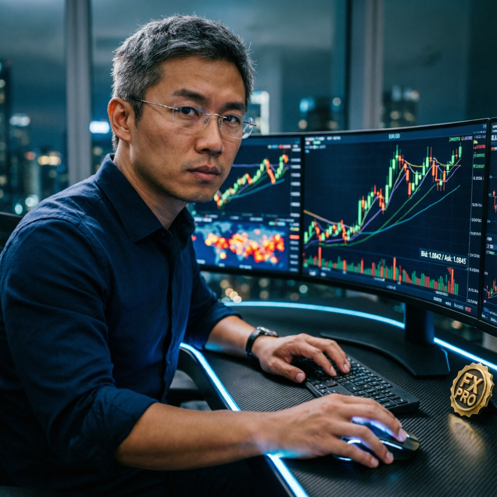 Professional forex trader using Apex Trader Funding evaluation dashboard