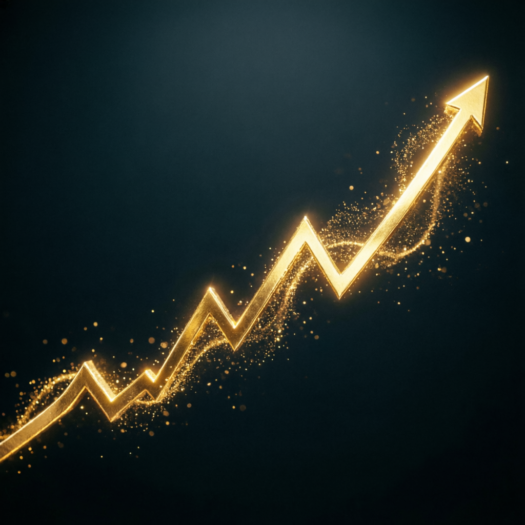 Financial growth chart showing upward trending profits from funded trading
