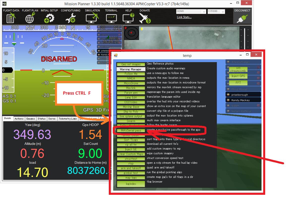Mission Planner GPS Status