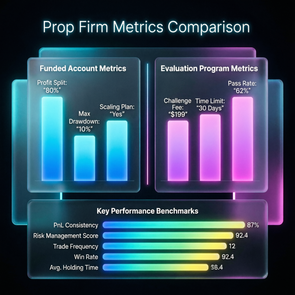 Prop firm metrics comparison chart