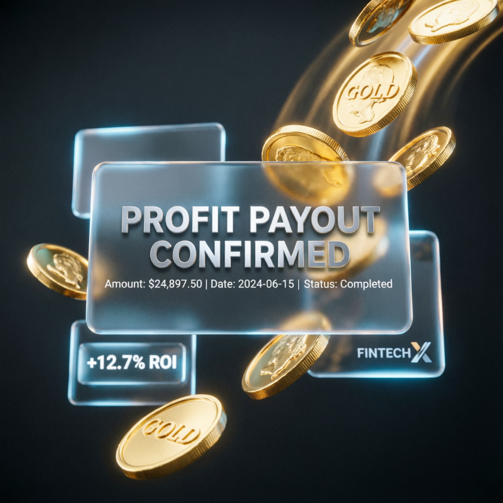 Profit payout confirmation with golden coins