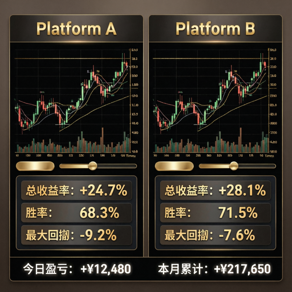 Trading platform comparison dashboard