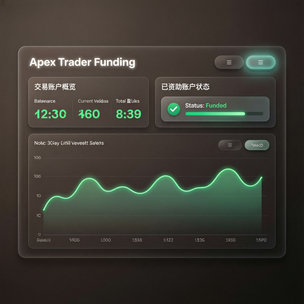 Apex Trader Funding dashboard showing funded account status