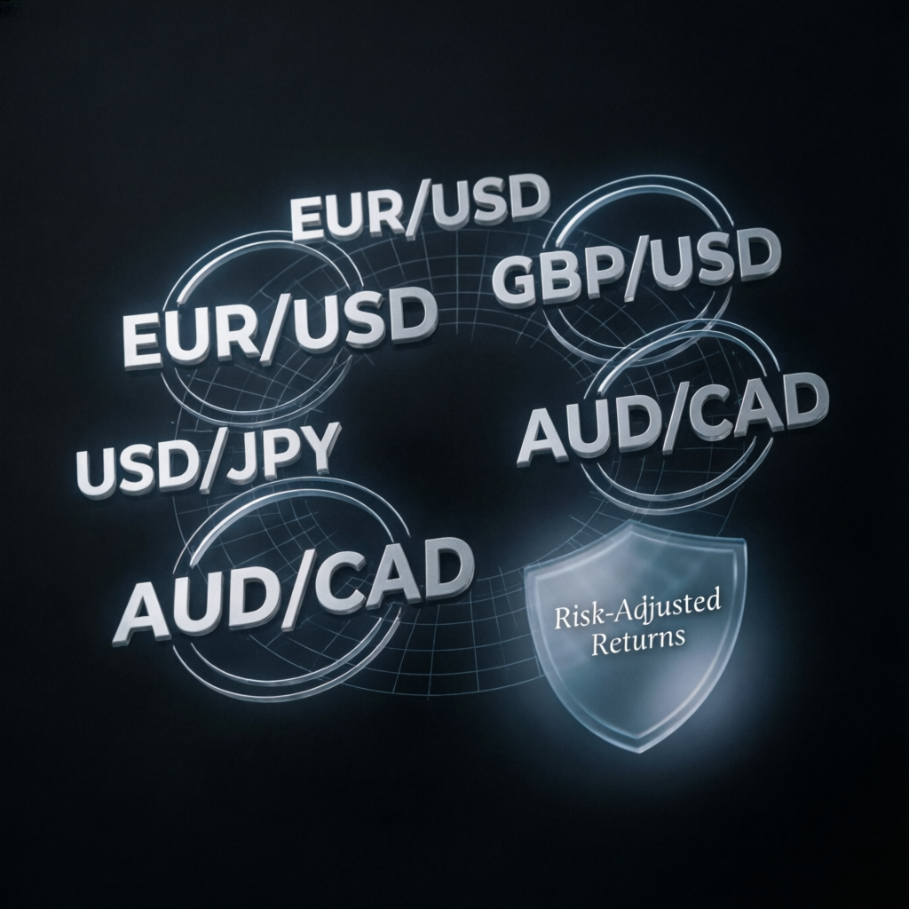 Forex currency pairs with risk-adjusted returns visualization
