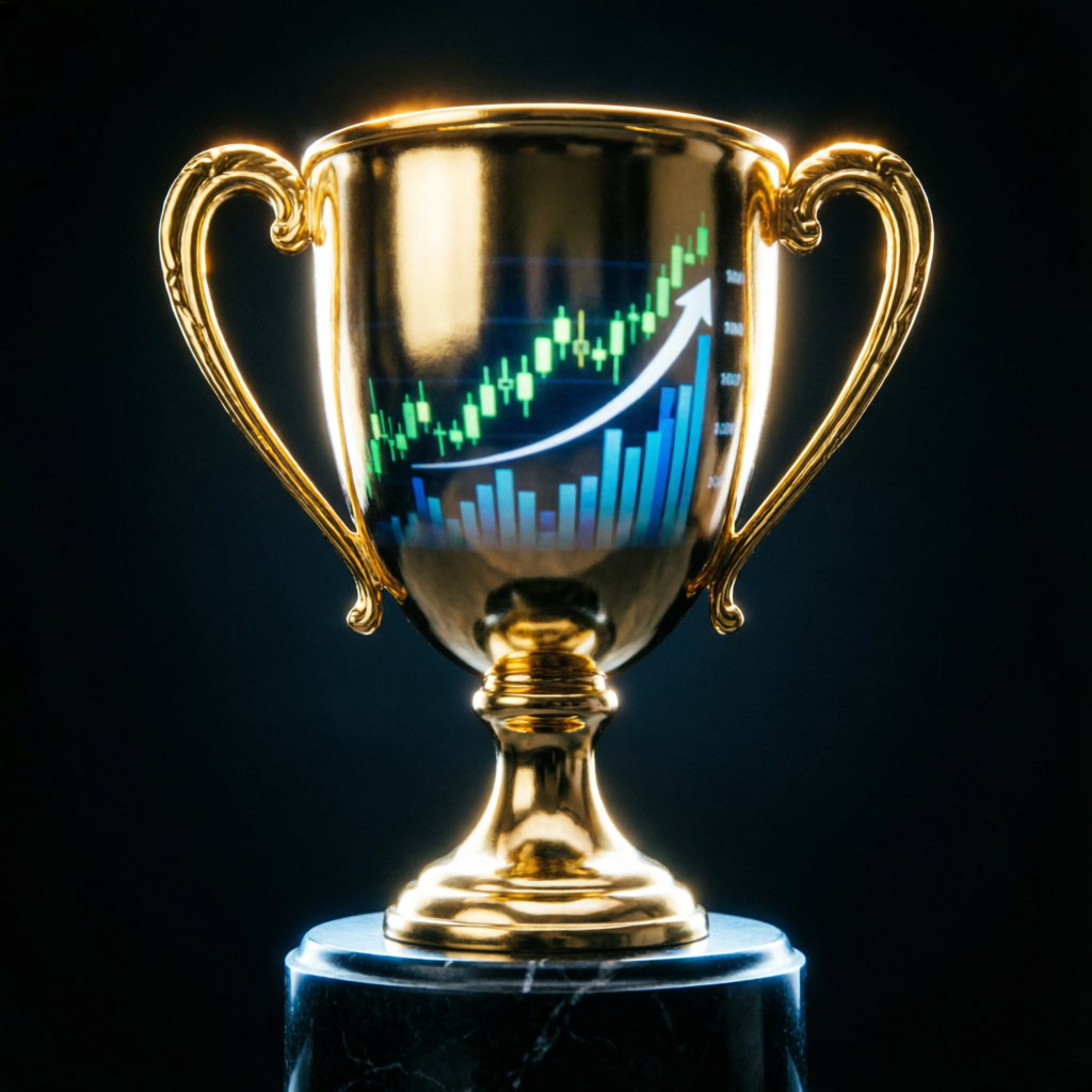 Trophy representing successful prop firm challenge achievement and funded trader status