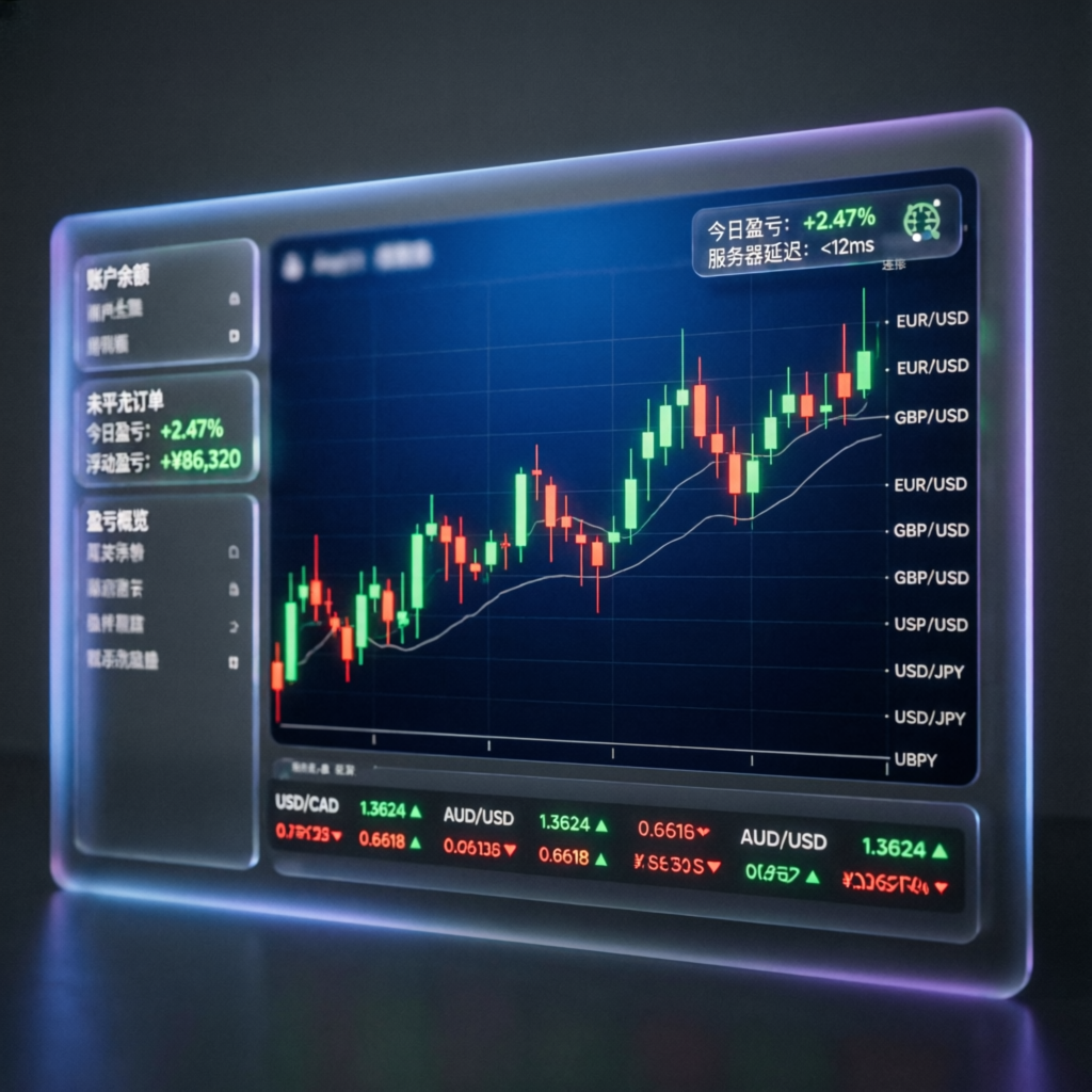 Professional trading dashboard showing forex pairs and live charts for prop firm passing service