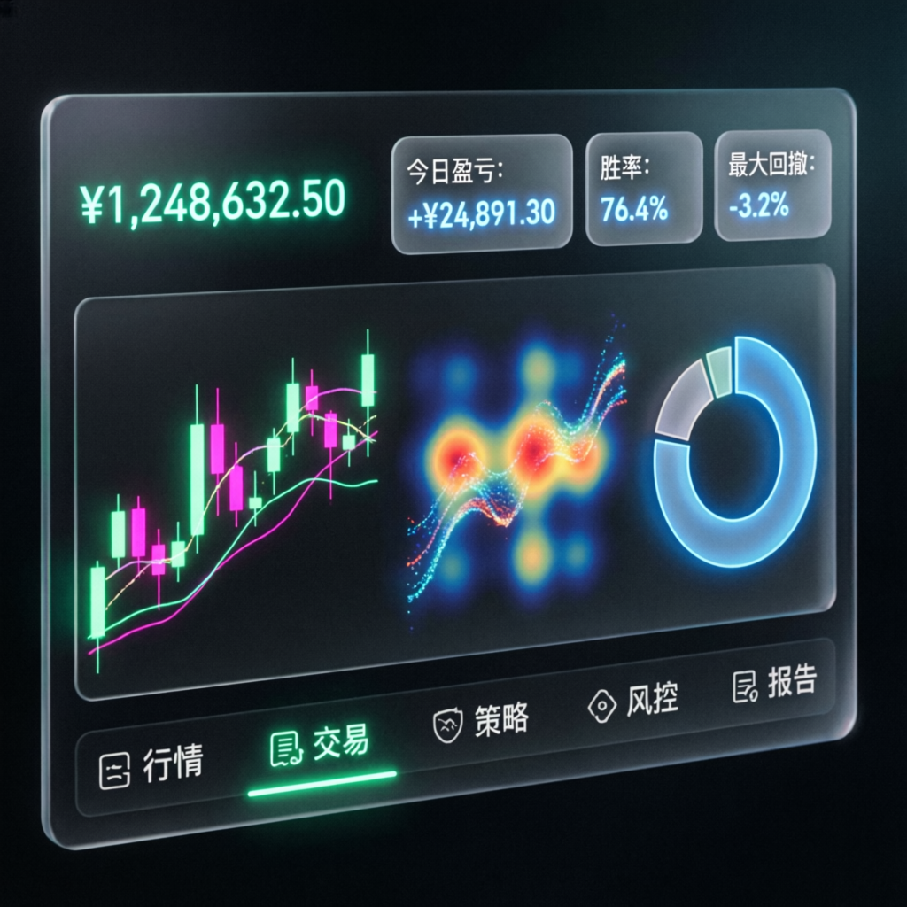 Professional trading dashboard with real-time charts and profit indicators
