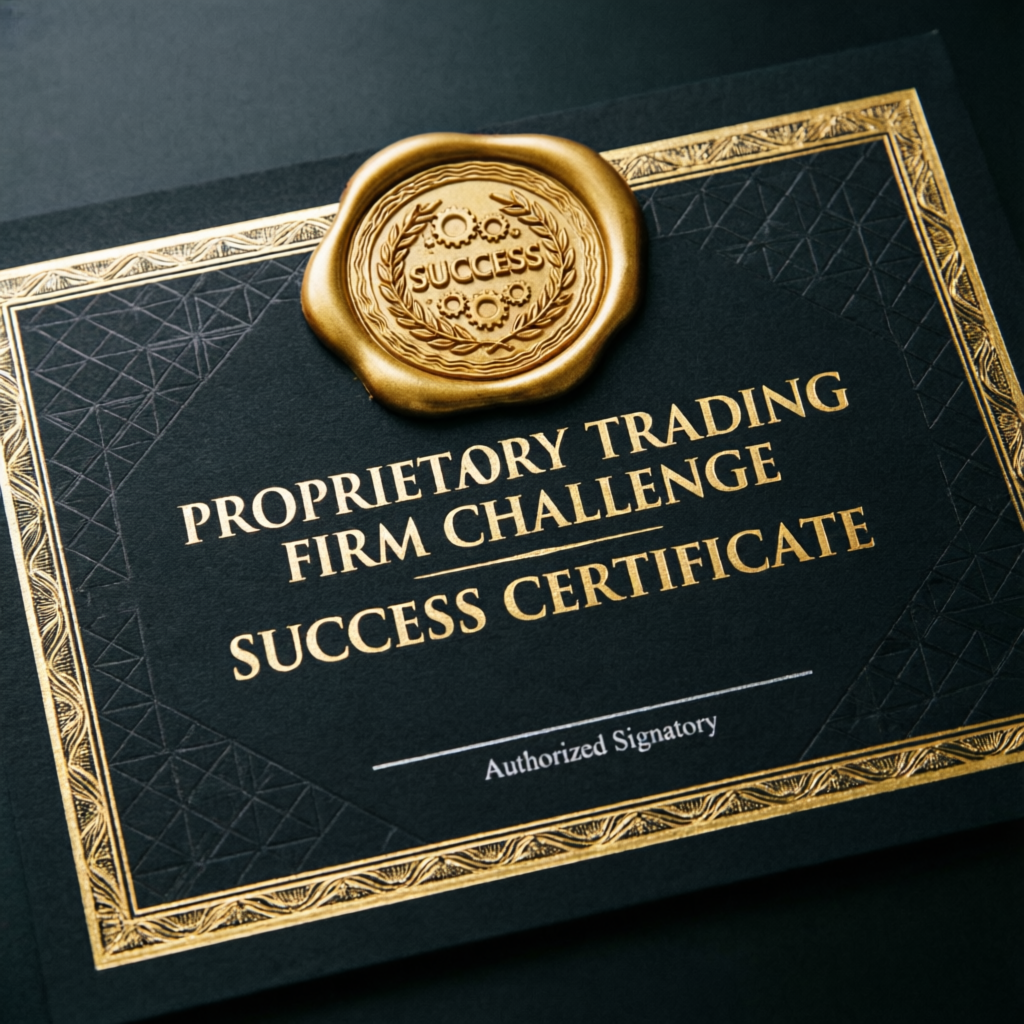 Proprietary trading firm challenge success certificate