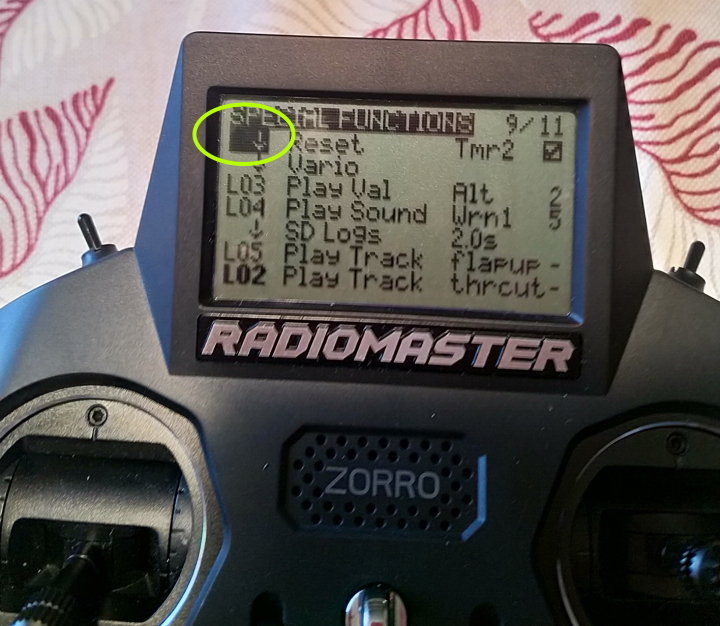 Экран настройки переключателей EdgeTX