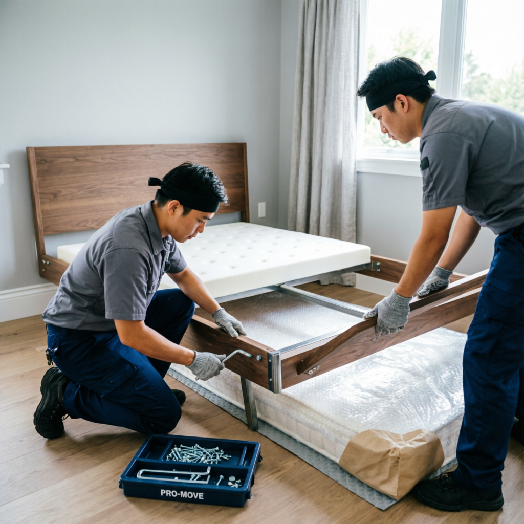 Desmonte de muebles para Trasteos de cama con protección profesional