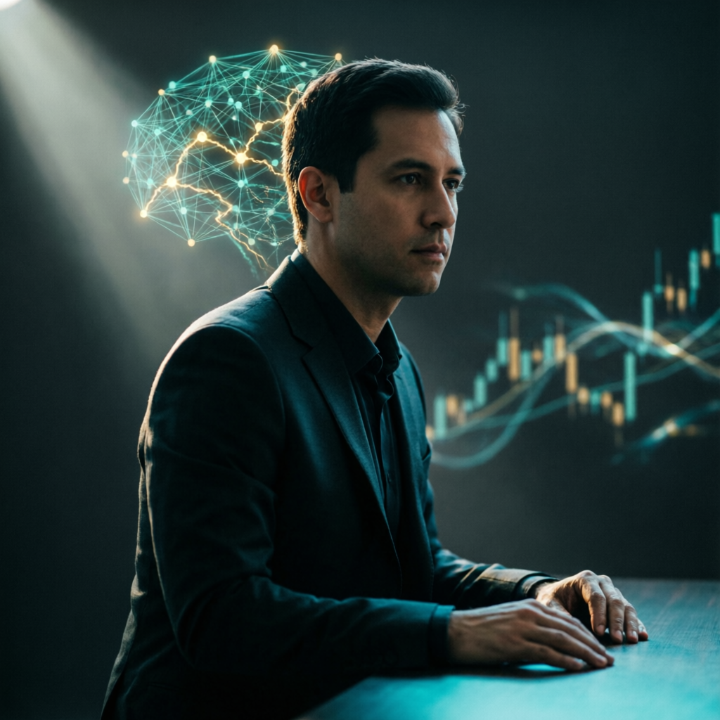 Professional trader with trading psychology and mental clarity visualization