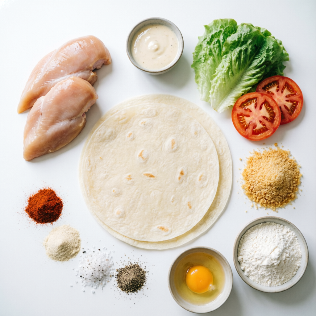 Ingredients for Crispy Chicken Wrap