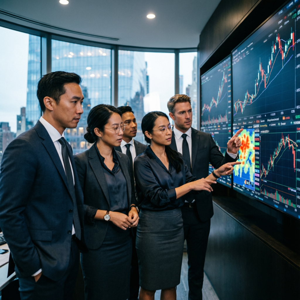 Professional trading team analyzing My Funded Futures pricing and account management strategies