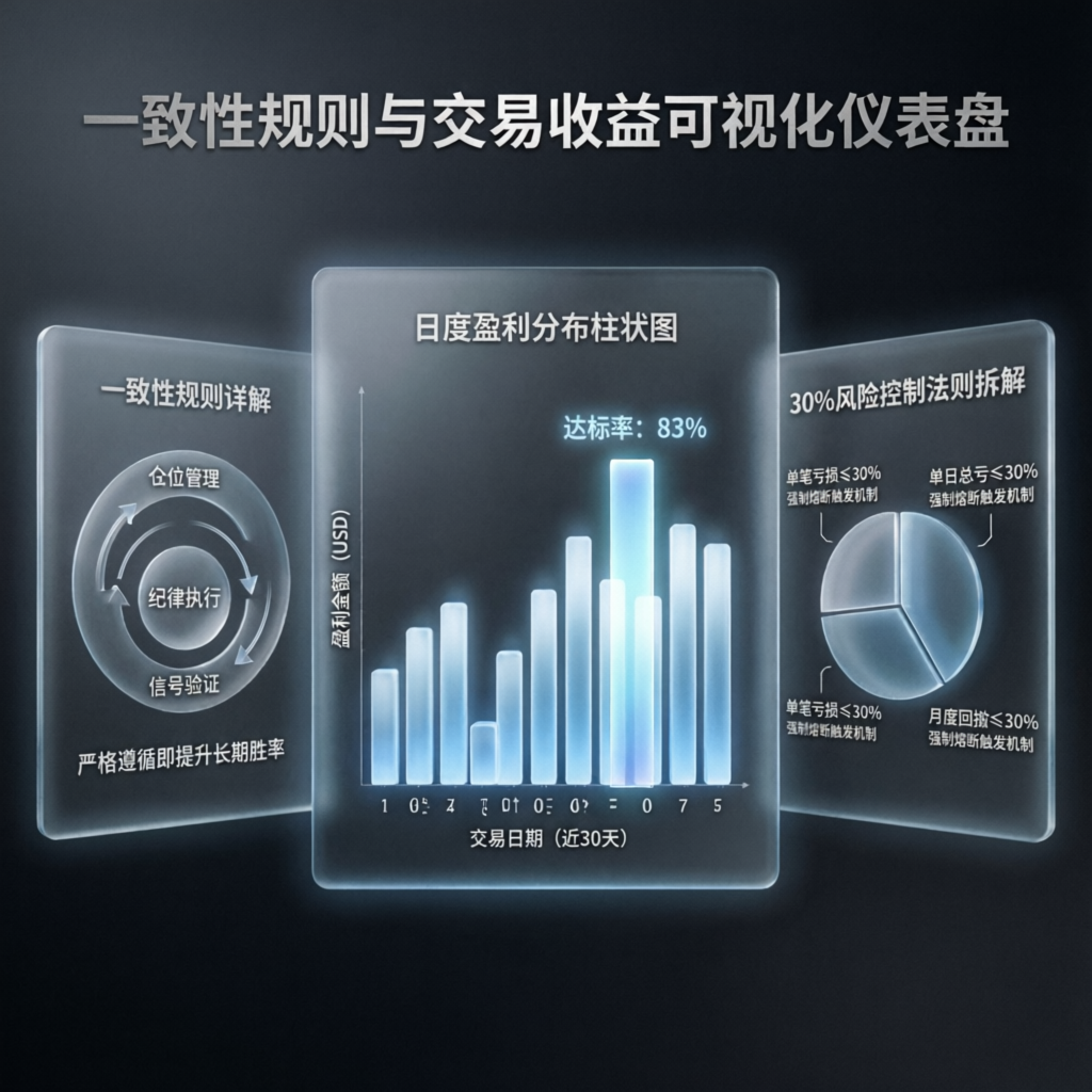 Consistency rule visualization with daily profit distribution and 30% threshold