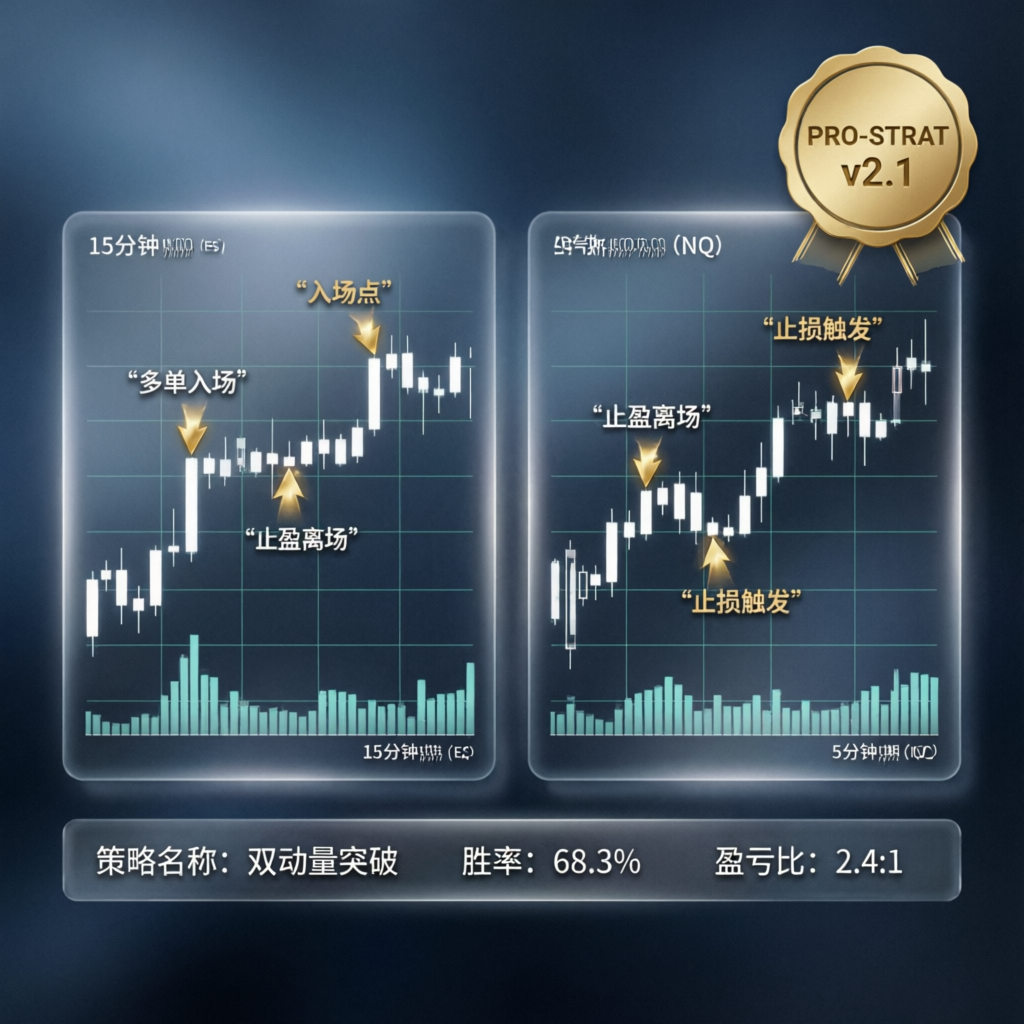 Professional trading strategy blueprint with entry and exit points for ES and NQ futures