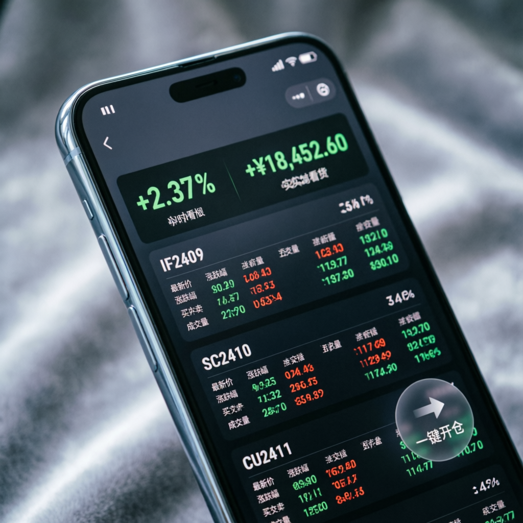 Mobile trading app showing profits