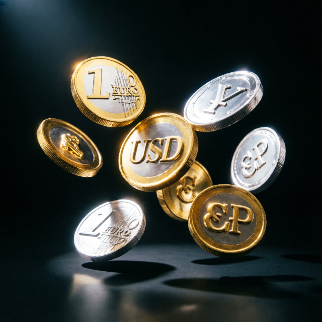 Premium forex currency pairs floating in 3D space