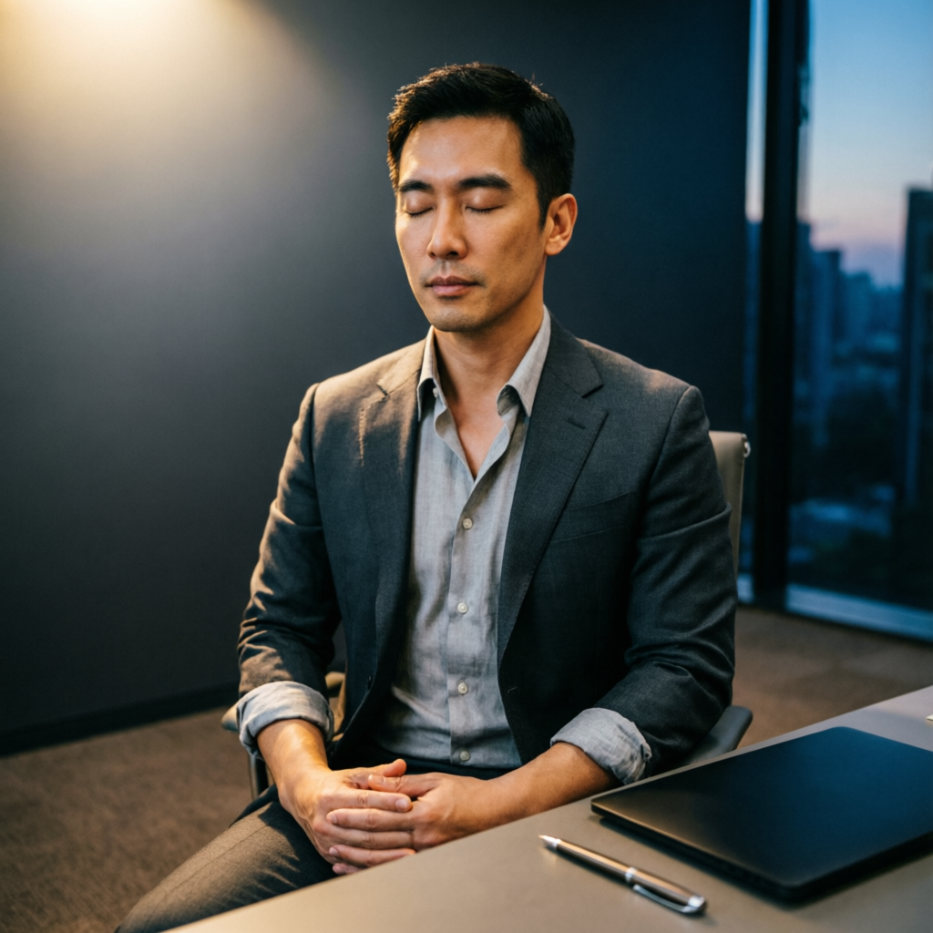 Trader practicing mindfulness and trading psychology