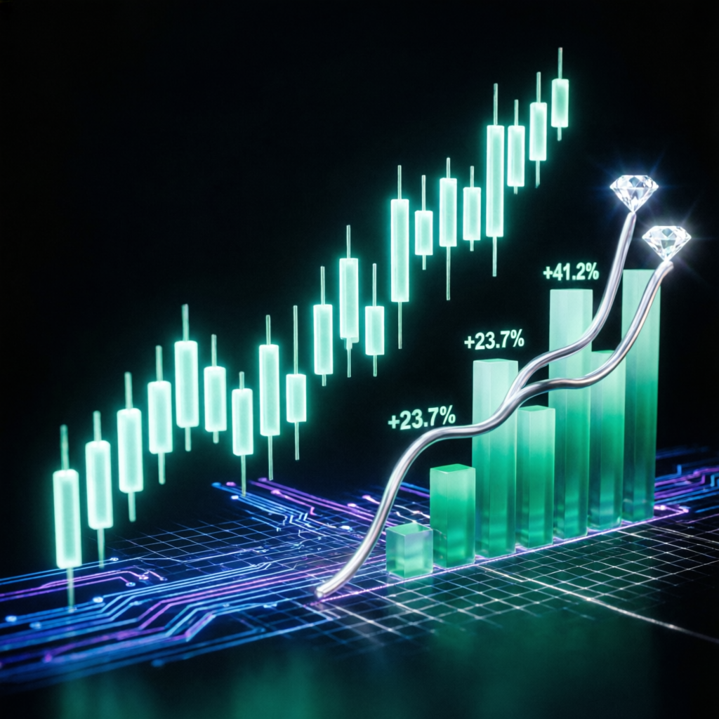 Financial charts showing successful prop firm challenge completion