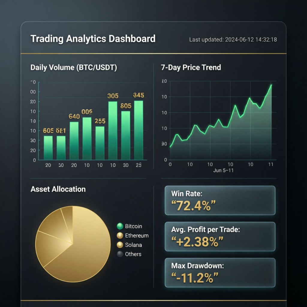 Trading analytics dashboard showing verified prop firm passing service performance