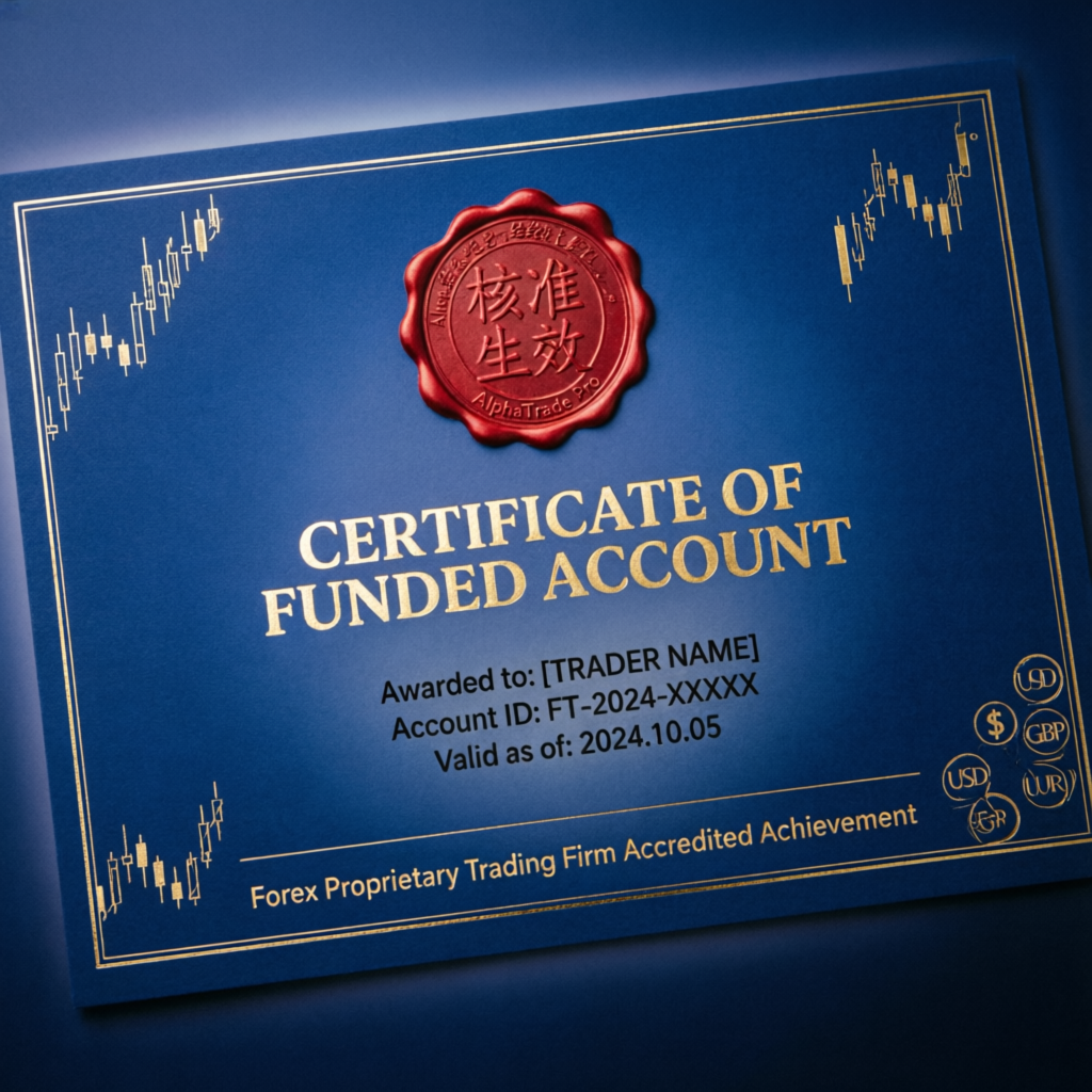 Certificate of funded account achievement for prop firm traders
