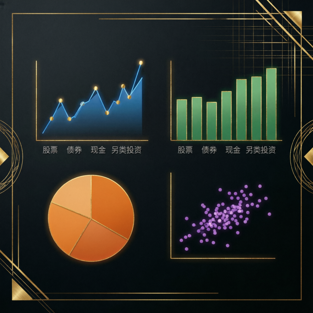 Portfolio management and diversification charts representing comprehensive funded account management