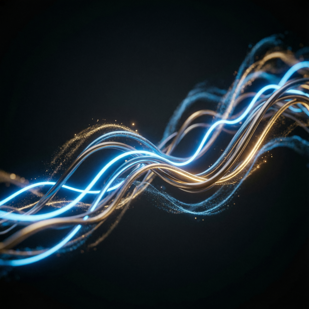 Abstract illustration of prop firm futures trading concept with flowing data streams