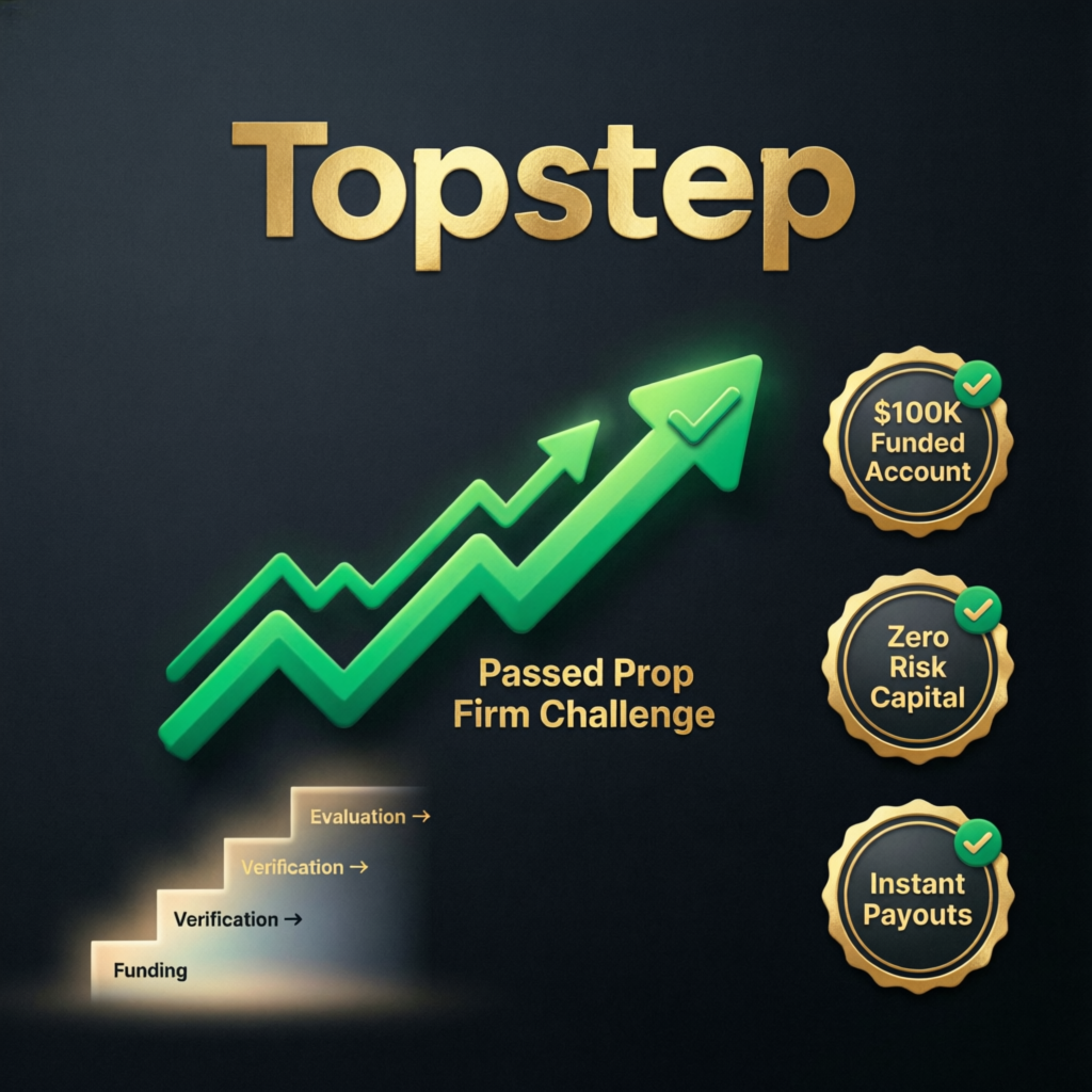 Topstep combine trading evaluation passed prop firm challenge with funded account badge