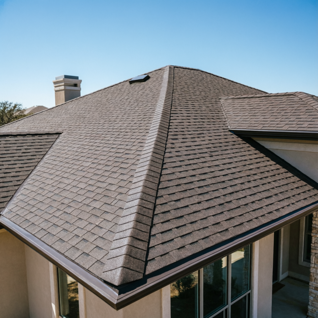 New roof installation service Austin Texas - premium architectural shingle installation on luxury home
