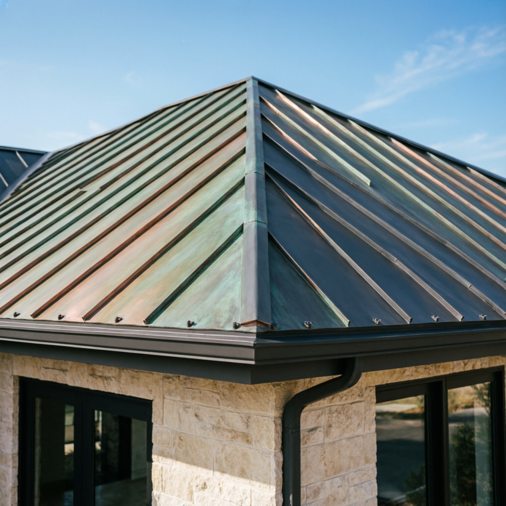 Premium metal roof installation on luxury Austin home