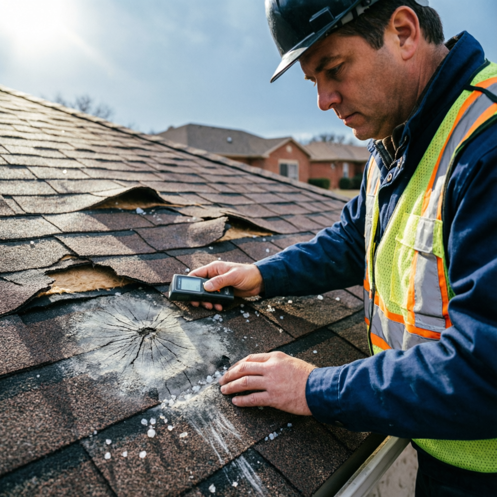 Storm damage roof inspection and repair in Austin Texas