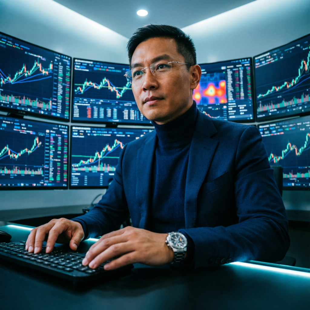 Professional forex trader analyzing Topstep futures trading charts