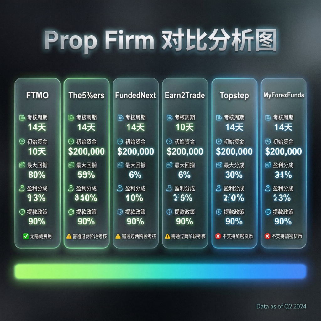 Prop firm comparison chart showing Topstep vs competitors analysis