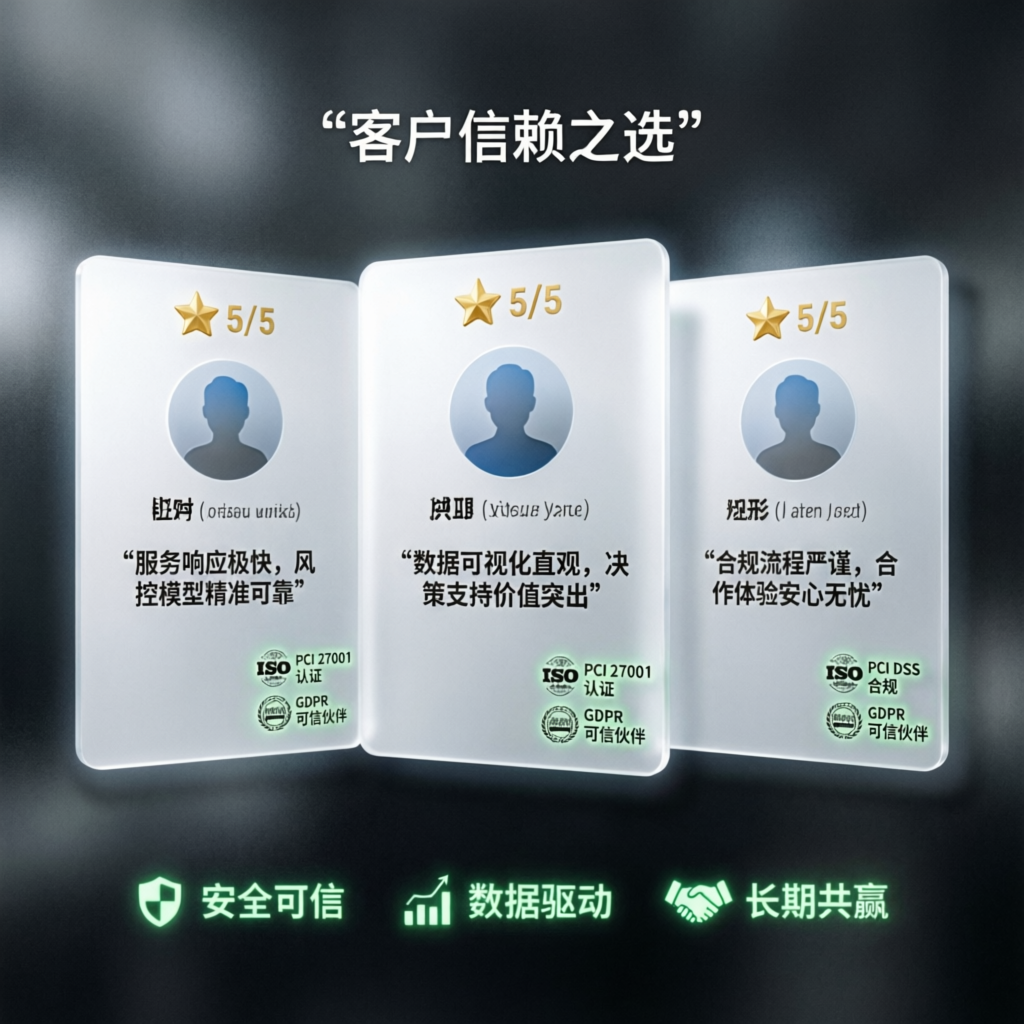 Client testimonials with 5-star ratings and trust badges
