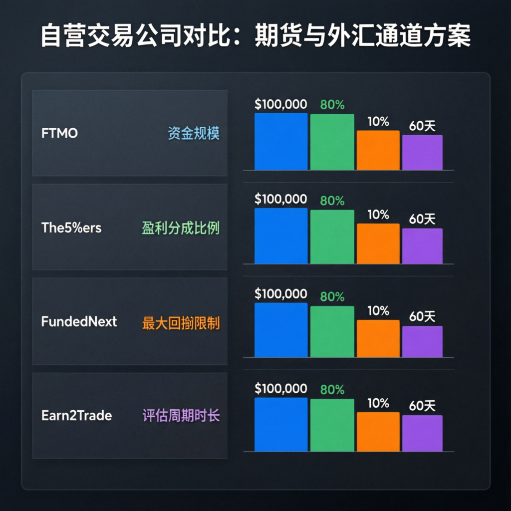 Prop firm comparison chart for futures and forex trading