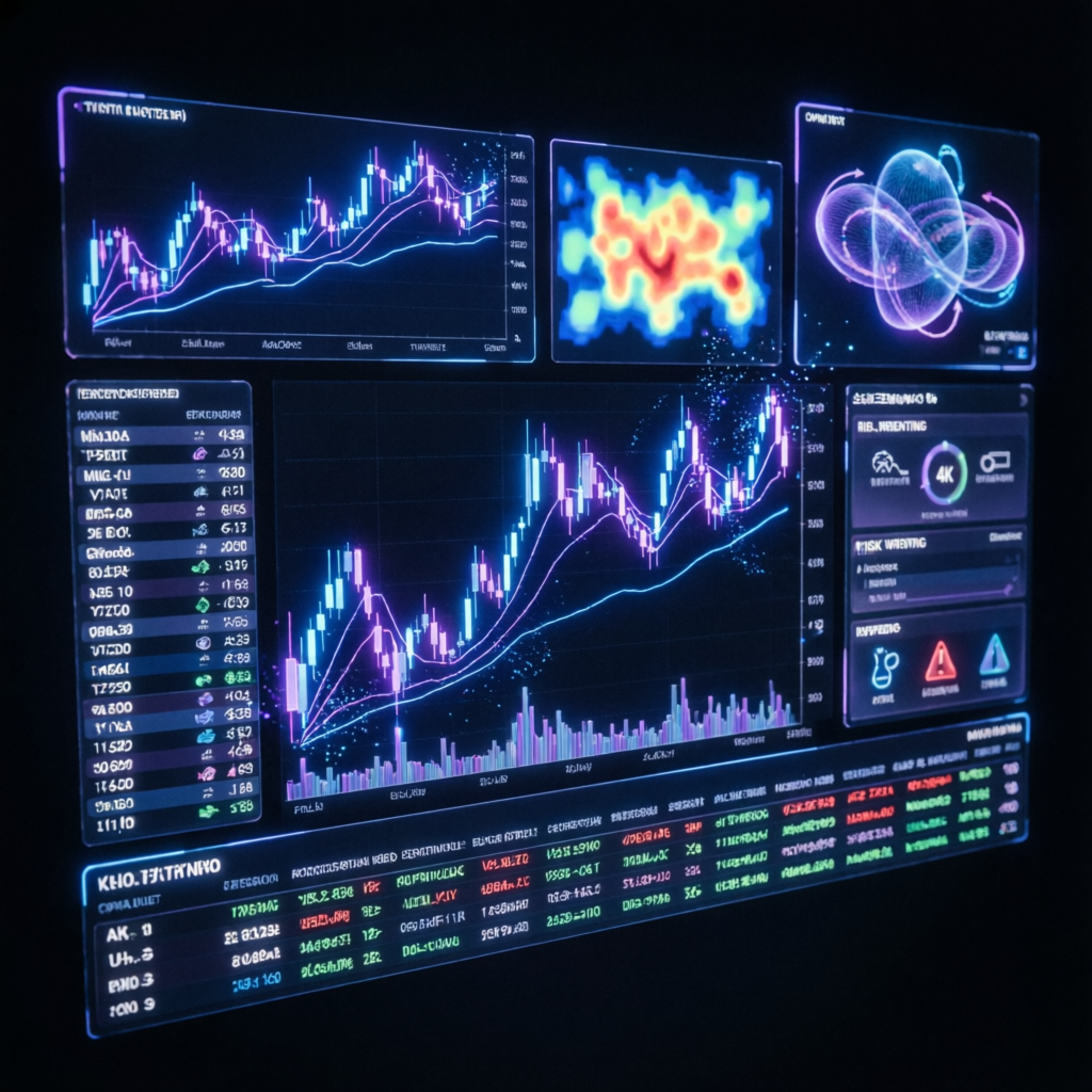 Apex Trader Funding AI-powered trading dashboard with holographic charts