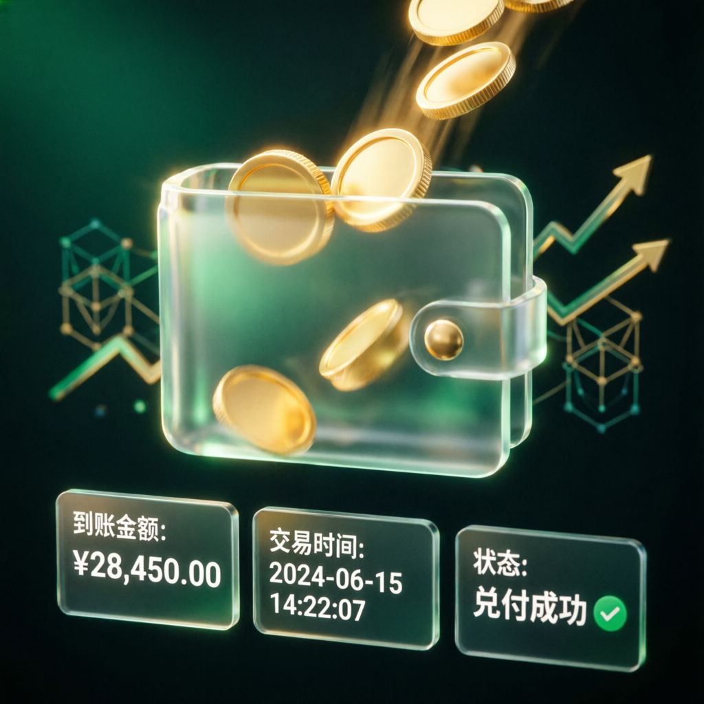 Premium payout success visualization with digital wallet and golden coins representing successful trading profits