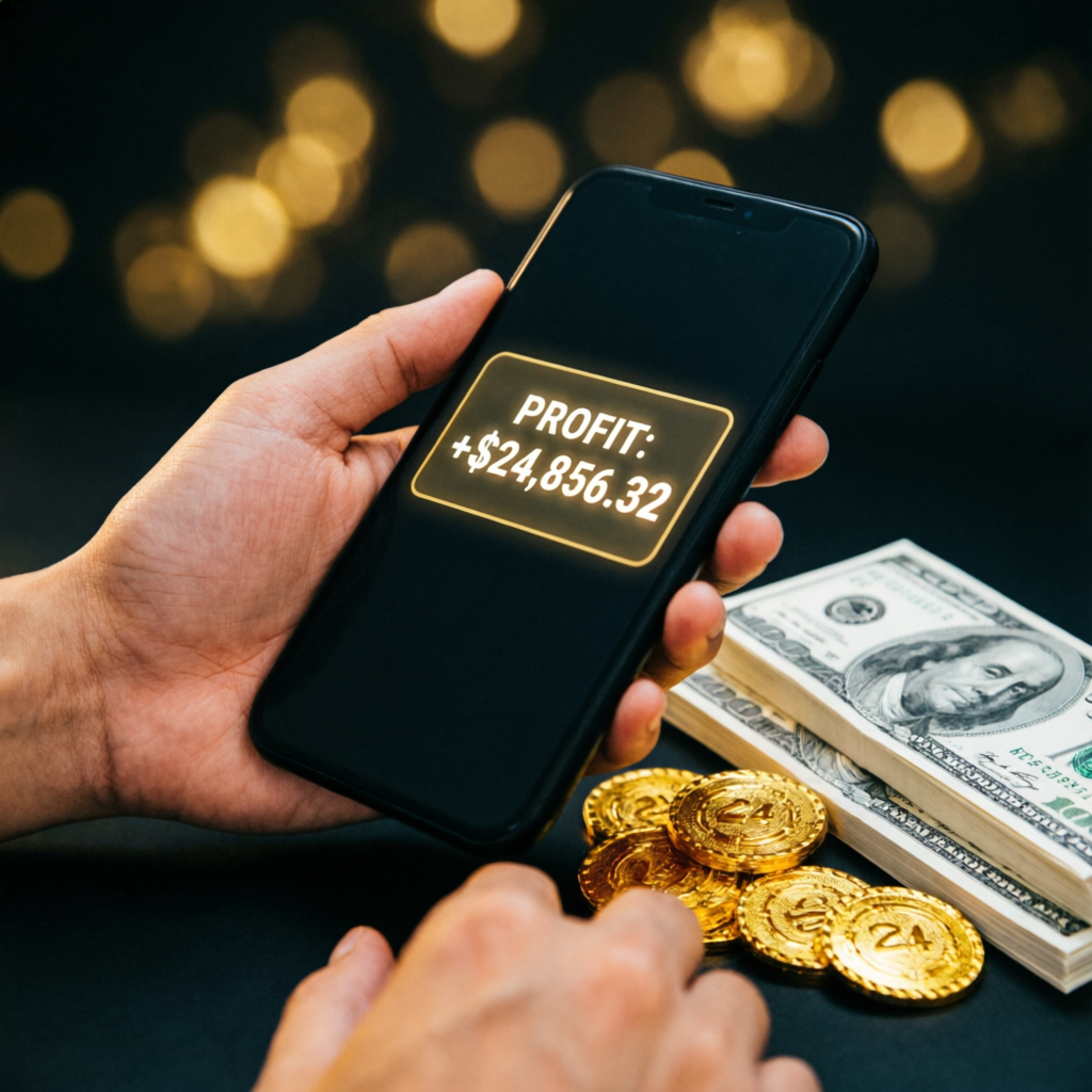 Trader receiving profit payout from funded account management service
